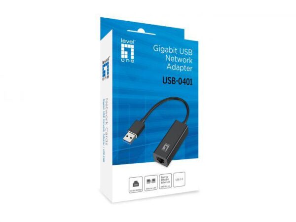 LevelOne USB-0401, Gigabit USB Network Adapter, 23.4 x 16.5 x 51 mm