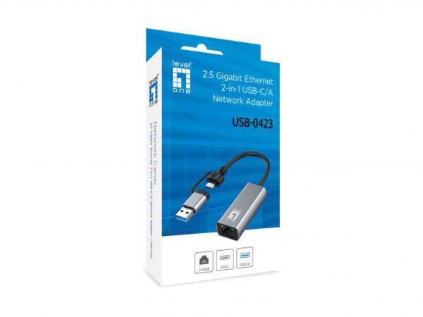 LevelOne USB-0423 2.5 Gigabit Ethernet 2-in-1 USB-C/A Network Adapter