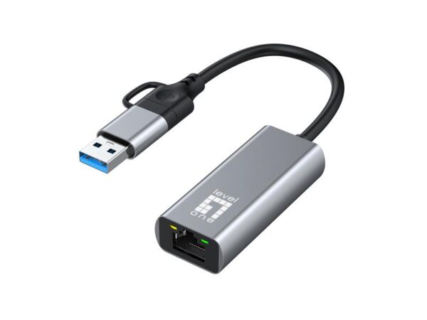 LevelOne USB-0423 2.5 Gigabit Ethernet 2-in-1 USB-C/A Network Adapter