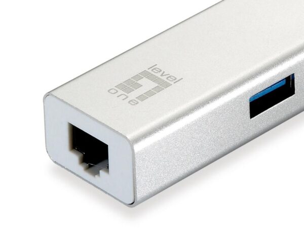 LevelOne USB-0503 Gigabit USB Network Adapter with USB Hub