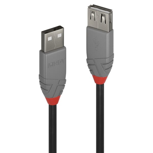 Lindy Cablu USB 2.0 Ext. USB 2m, latime de banda 480Mbps, Anthra - LY-36703