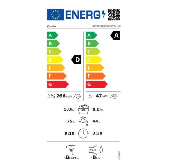 Masina de Spalat cu Uscator Candy ROW4856DWMCT/1-S RapidO