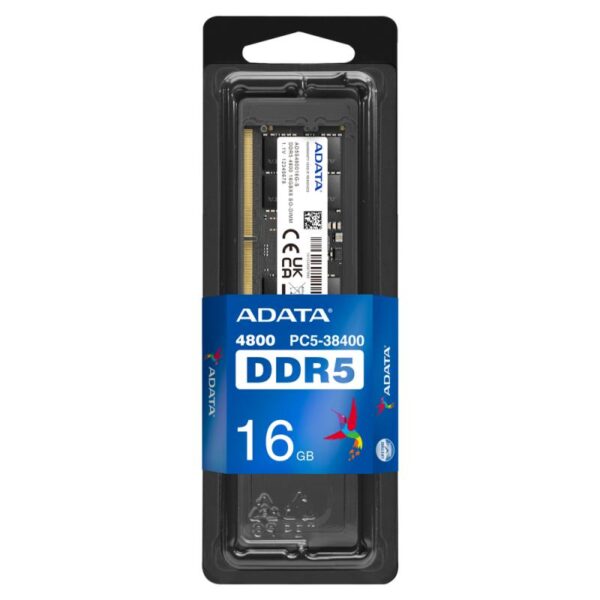 Memorie RAM ADATA, SODIMM, DDR5, 16GB, CL40, 4800MHz - AD5S480016G-S