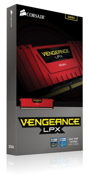 Memorie RAM Corsair Vengeance LPX Red, DIMM, DDR4, 4GB, CL14, 2400MHz - CMK4GX4M1A2400C14R