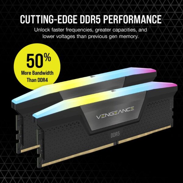 Memorie RAM CORSAIR VENGEANCE RGB 32GB (2x16) DDR5, 6000MHz, CL38 - CMH32GX5M2B6000C38