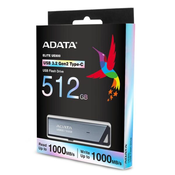 USB Flash Drive ADATA 512GB, UE800, USB Type-C, Black - AELI-UE800-512G-CS