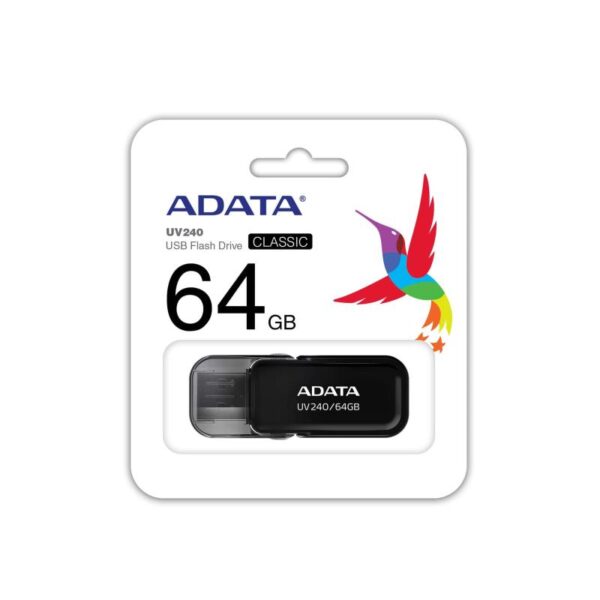 Memorie USB Flash Drive ADATA 64GB, UV240, USB 2.0, Negru - AUV240-64G-RBK