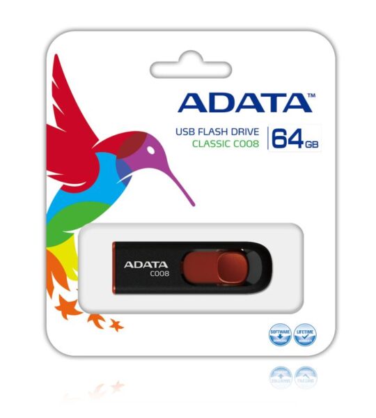 Memorie USB Flash Drive ADATA C008, 64GB, USB 2.0, negru - AC008-64G-RKD