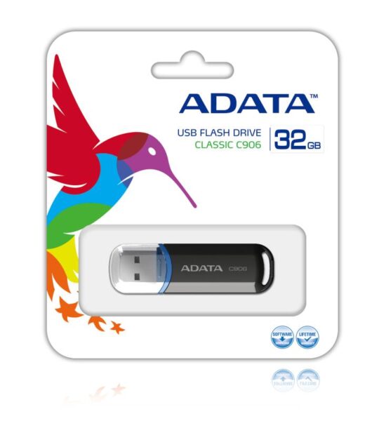 Memorie USB Flash Drive ADATA C906, 32GB, USB 2.0, negru - AC906-32G-RBK