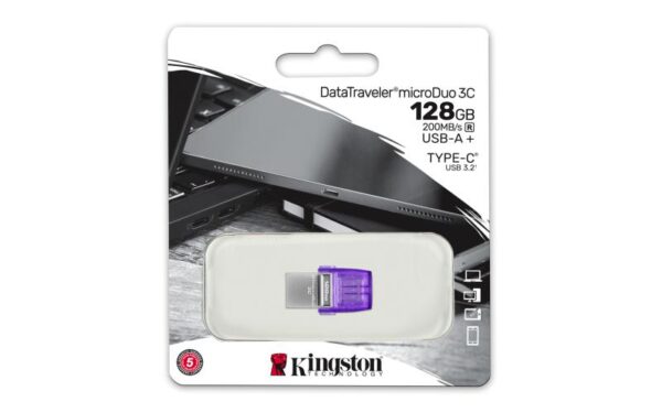 USB Flash Drive Kingston 128GB DT MicroDuo, USB 3.0, micro USB 3C - DTDUO3CG3/128GB