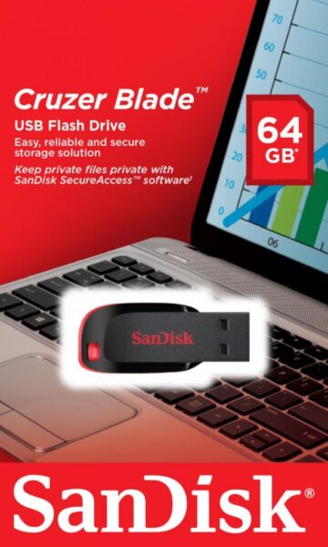 Memorie USB Flash Drive SanDisk Cruzer Blade, 64 GB, USB 2.0 - SDCZ50-064G-B35