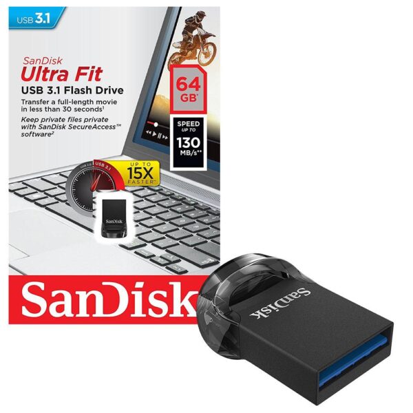 Memorie USB Flash Drive SanDisk Ultra Fit, 64GB, USB 3.1 - SDCZ430-064G-G46