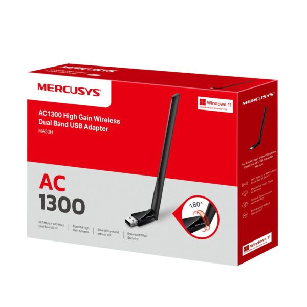 Mercusys Adaptor USB Dual Band High Gain AC1300, Standarde - MA30H