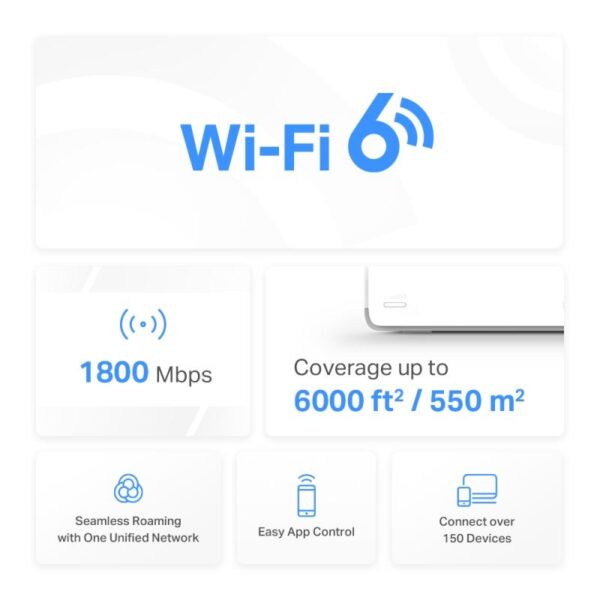 Mercusys AX1800 Whole Home Wi-Fi system HALO H70X (2-PACK)
