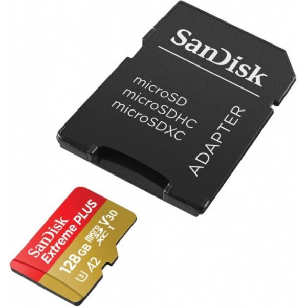 Micro Secure Digital Card SanDisk Extreme PLUS, 128GB, Clasa 10 - SDSQXBD-128G-GN6MA