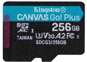 MicroSD Kingston Canvas GO Plus 256GB, Class 10 - UHS I, U3, V30, A2 - SDCG3/256GBSP