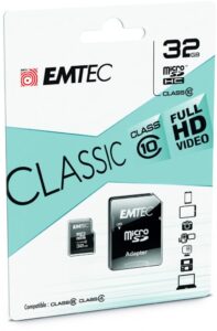 MicroSDXC Emtec, 32GB, Clasa 10 UHS-I, R/W 20/12 MB/s - ECMSDM32GHC10CG