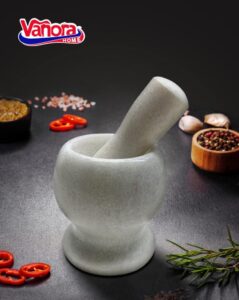 MOJAR CU PISTIL DIN MARMURA, DIA 9.5 CM, ALB, VANORA HOME - VN-YMJ-M95A