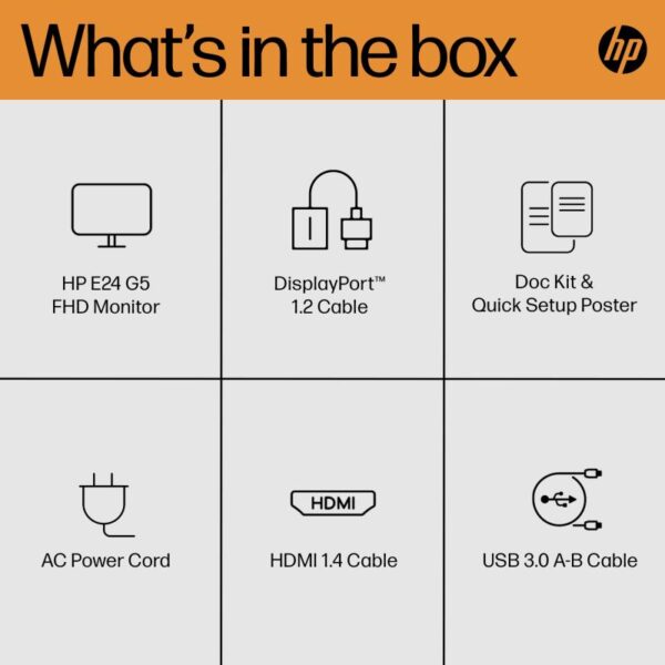 Monitor 23.8" HP E24 G5, LED, IPS, FHD 1920x1080, 16:9, 5 ms - 6N6E9AA