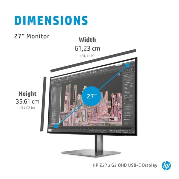 Monitor 27" HP Z27u G3, LED, IPS, QHD, 16:9, 60Hz, 5 ms - 1B9X2AA