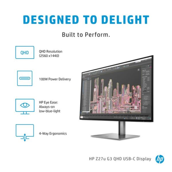 Monitor 27" HP Z27u G3, LED, IPS, QHD, 16:9, 60Hz, 5 ms - 1B9X2AA