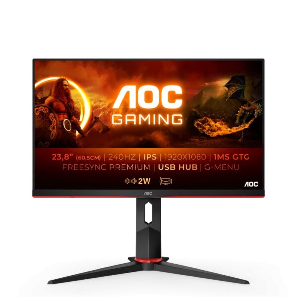 Monitor LED AOC 24G2ZU/BK, 23.8", FHD IPS, 0.5ms, 240Hz, negru