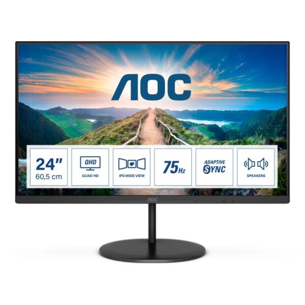 Monitor LED AOC Q24V4EA, 23.8", QHD IPS, 4ms, 75Hz, negru