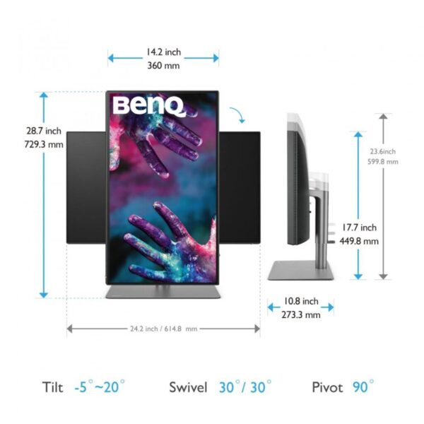 Monitor BenQ 27" PD2725U, IPS, iluminare de fundal cu leduri