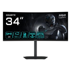 Monitor Gaming GIGABYTE GS34WQCA, 34", 3440 x 1440 pixeli, Black