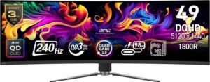 Monitor MSI 49" MPG 491CQPX QD-OLED, Curvature: 1800R