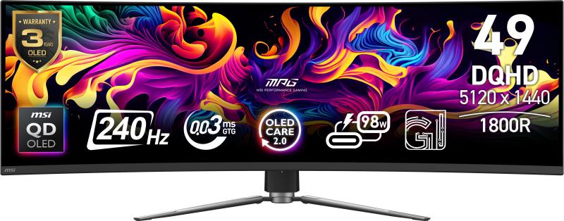 Monitor MSI 49" MPG 491CQPX QD-OLED, Curvature: 1800R-01 Monitor MSI 49" MPG 491CQPX QD-OLED, Curvature: 1800R - imagine 1