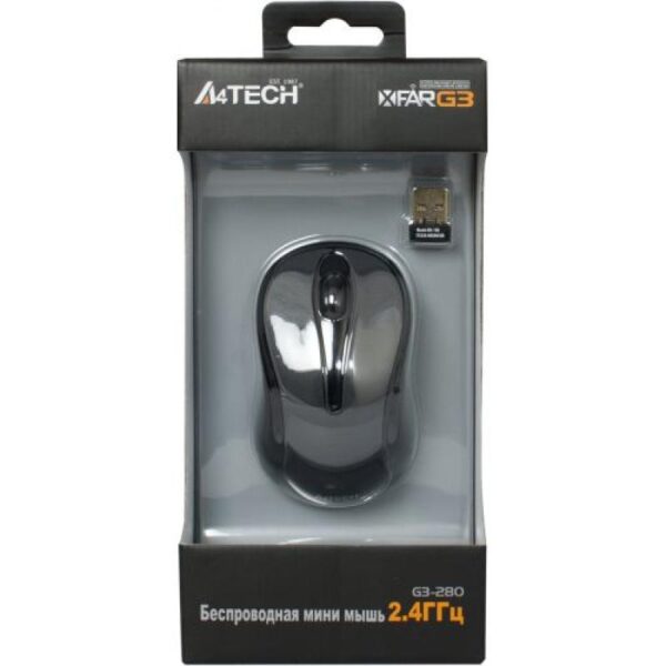 Mouse A4tech, wireless, 1000 dpi, butoane/scroll 3/1, gri - G3-280A-GG
