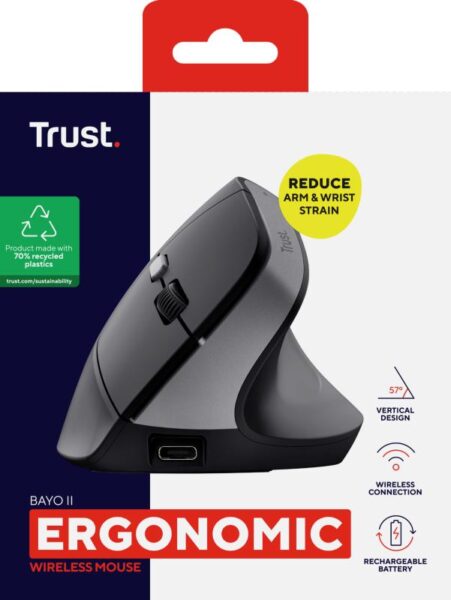 Mouse ergonomic fara fir Trust Bayo II, rezolutie maxima 2400 DPI - TR-25145