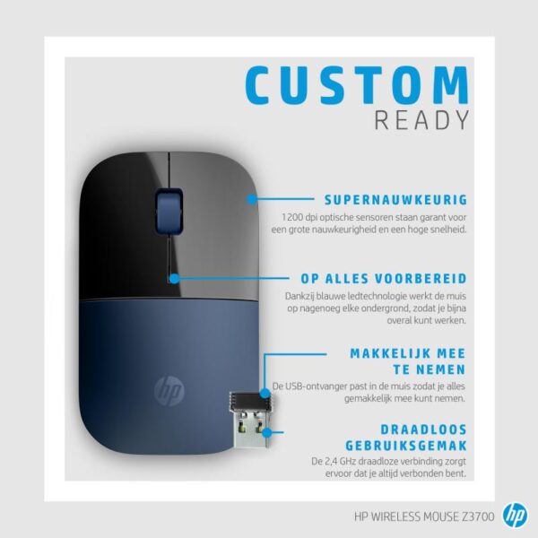 Mouse HP Z3700, Wireless, Dragonfly Blue - V0L81AA