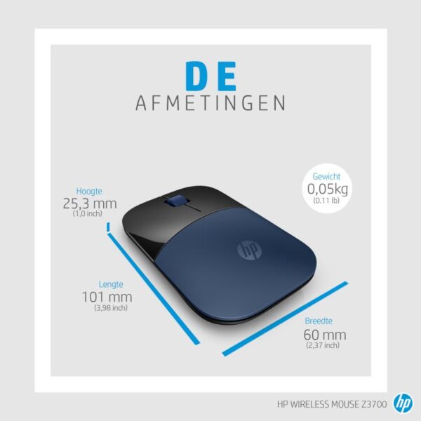 Mouse HP Z3700, Wireless, Dragonfly Blue - V0L81AA