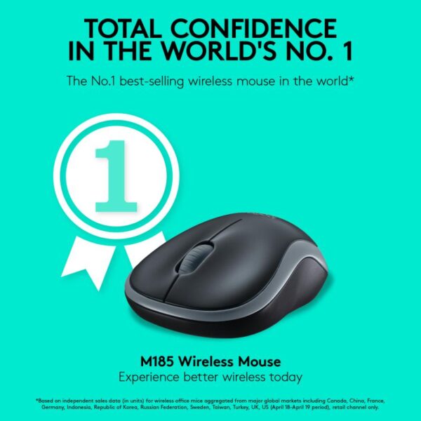 Mouse Logitech M185 Wireless, 1000 DPI, albastru - 910-002239