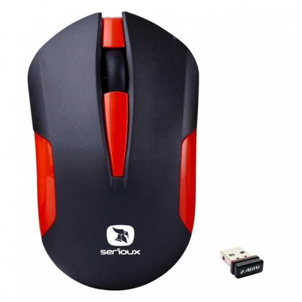 Mouse Serioux wireless, Drago 300, 1000dpi, rosu, baterie AA inclusa - DRAGO300-RD