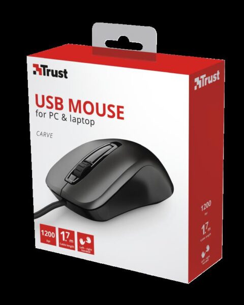 Mouse Trust Carve, USB Mouse, negru - TR-23733