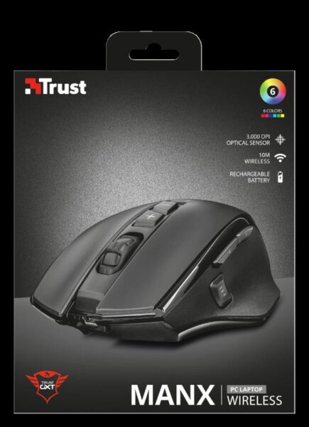 Mouse Trust GXT 140 Manx, Rechargeable Wireless, negru - TR-21790