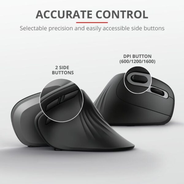 Mouse Trust Verro Ergonomic, Wireless, negru - TR-23507