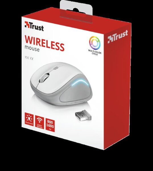 Mouse Trust Yvi FX, Wireless, alb - TR-22335