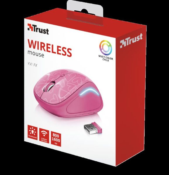 Mouse Trust Yvi FX, Wireless, roz - TR-22336