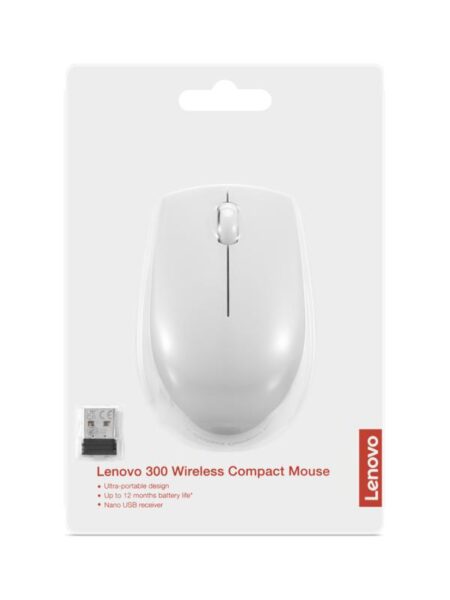 Mouse wireless Lenovo 300, Cloud Grey, Rezolutie (dpi): 1000 dpi - GY51L15677