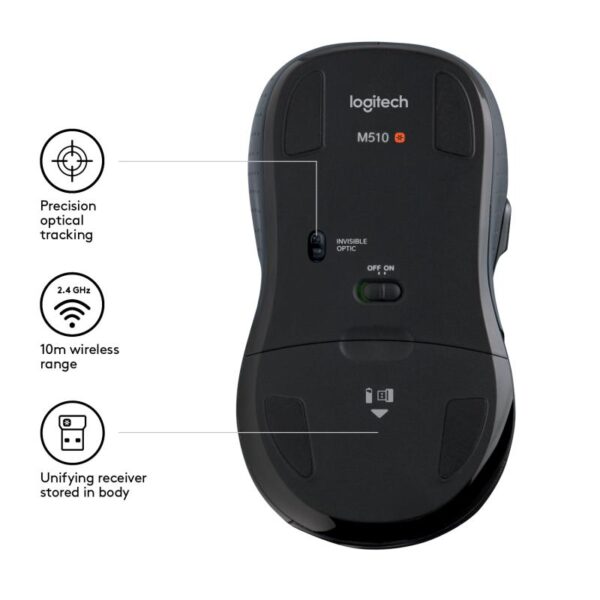 Mouse wireless Logitech M510, rezolutie maxima 1000 DPI - 910-001826