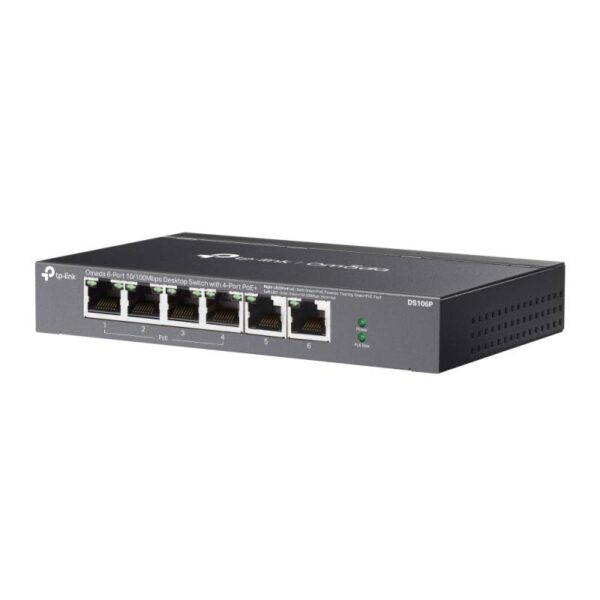 Omada 6-Port 10/100 Mbps Desktop Switch with 4-Port PoE+ - DS106P