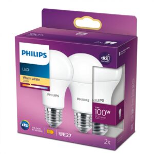 Pachet 2 becuri LED Philips A60, EyeComfort, E27, 13W (100W) - 000008718699770228