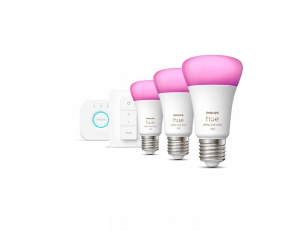 Pachet 3 becuri inteligente LED RGBW Philips Hue, Bluetooth/ZigBee - 000008719514291355