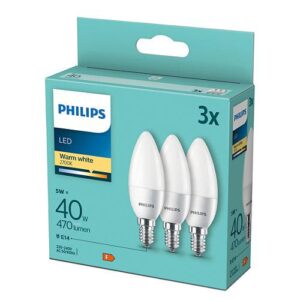 Pachet 3 becuri LED Philips B35, E14, 5W (40W), 470 lm - 000008719514313385