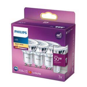 Pachet 3 becuri LED spot Philips Classic, GU10, 4.6W (50W) - 000008718699776114