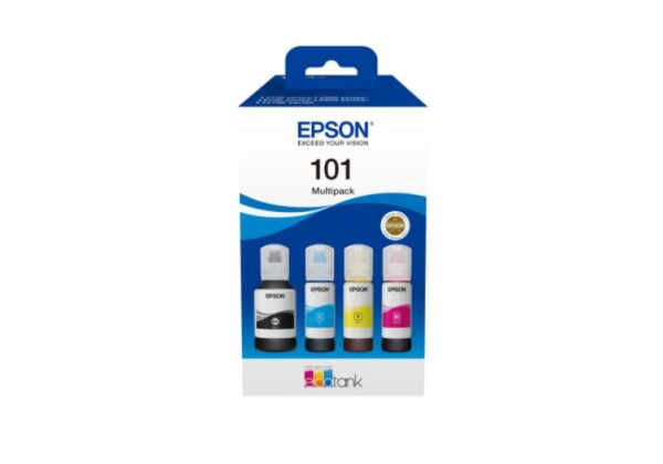 Pachet cartuse cerneala Epson 101 ECOTANK, BKCMY, capacitate 127ML BK - C13T03V64A